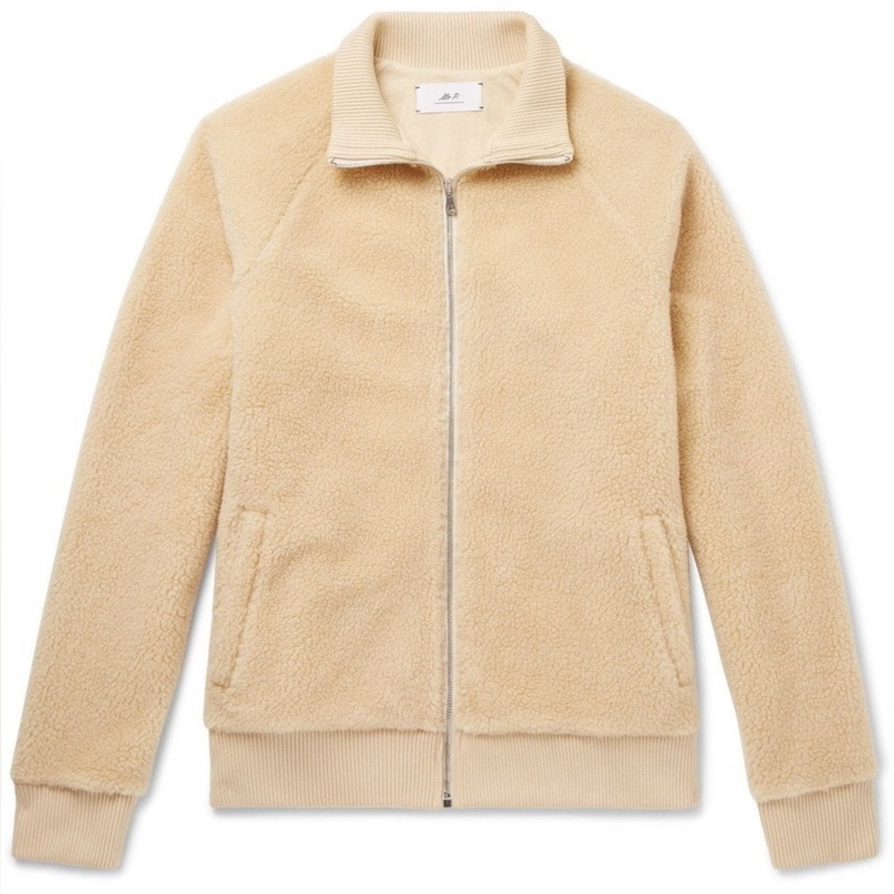 Mr P. Sherpa Fleece Zip-Up Sweater Jacket Men’s‎ Ecru Size XL